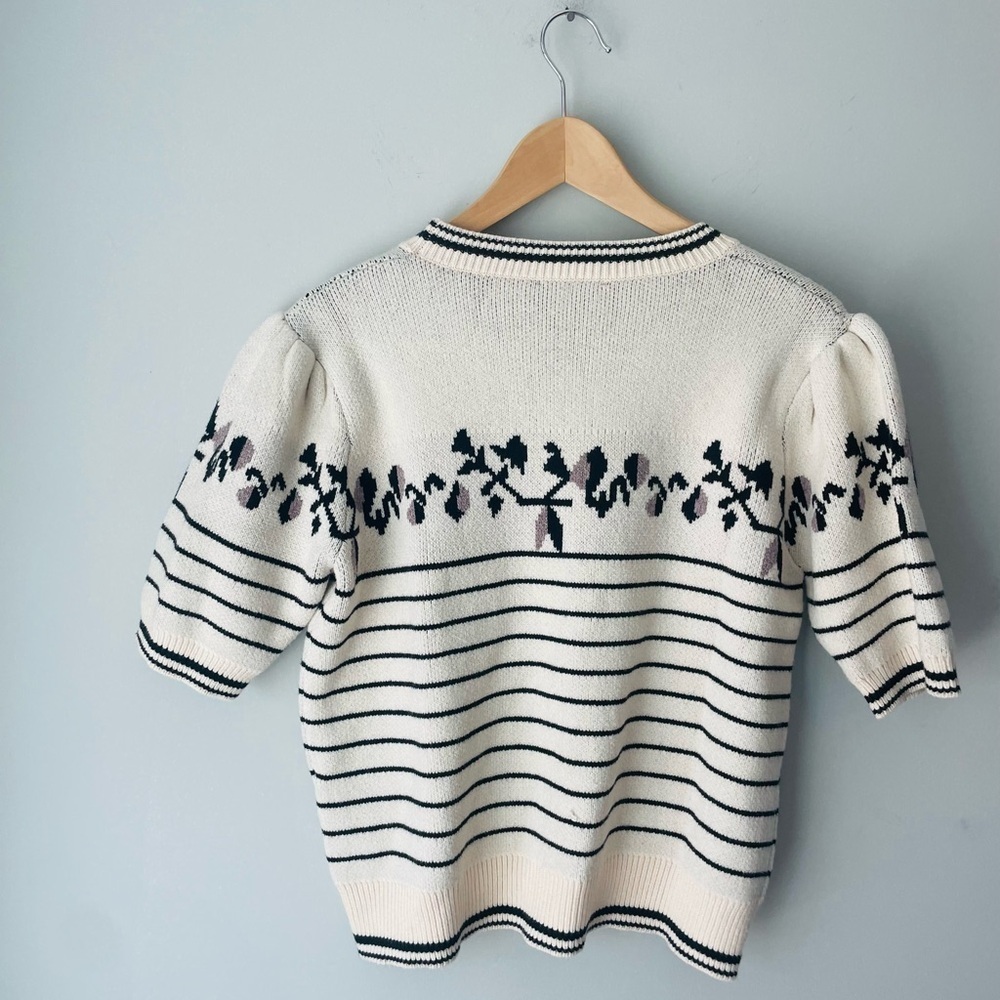 THML Anthropologie Ivory and Black Floral Sweater - Picture 5 of 6